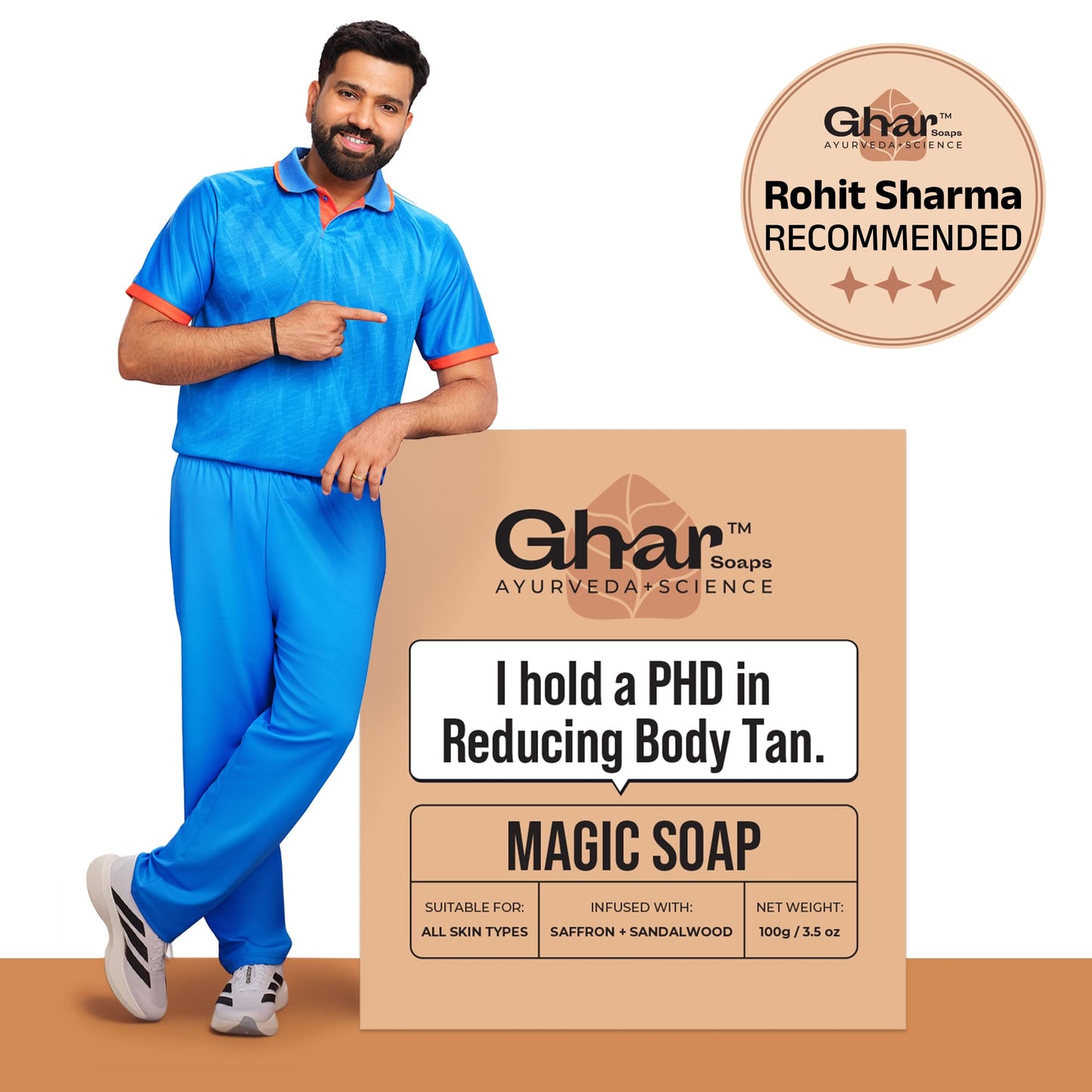 Ghar Soaps Sandalwood & Saffron Magic Soaps For Bath (300 Gms Pack Of 3) | Paraben Free | Chandan & Kesar Bath Soap | Handmade Soaps For Glowing | Skin Brightening Soap For Men & Women